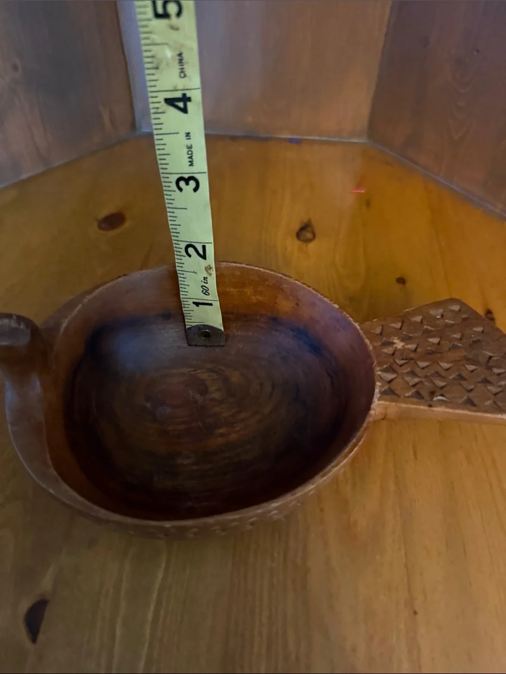 Vintage Hand Carved Wooden Duck Bowl Scandinavian Folk Art Kåsa Mid Century